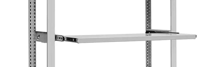 Auszugboden für Fachbodenregale Stecksystem MAGNUS Made in Germany | BxT 100x50cm | Fachlast 60kg | mit 100% Teleskopschienen-Auszug | Lichtgrau