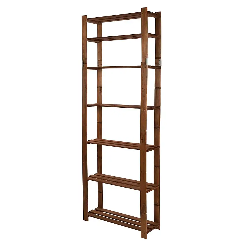 Holzregal PINEPEAK | HxBxT 220x80x28cm | 7 Fachboden | 1,2cm dickes Kiefernholz | Braun