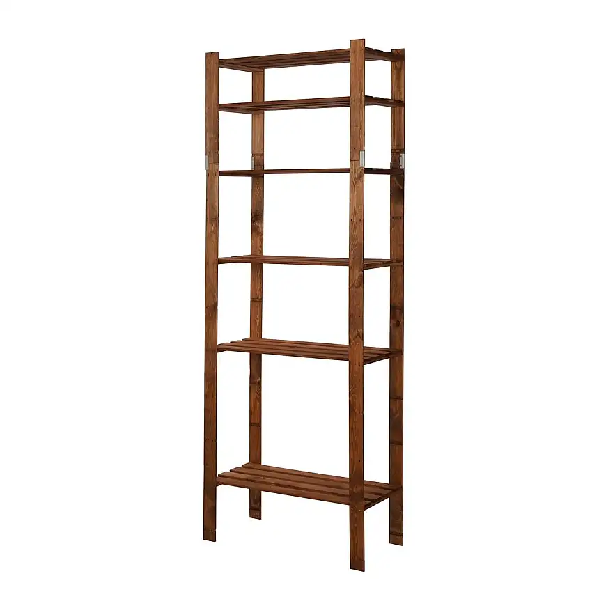 Holzregal PINEPEAK | HxBxT 200x80x38cm | 6 Fachboden | 1,2cm dickes Kiefernholz | Braun