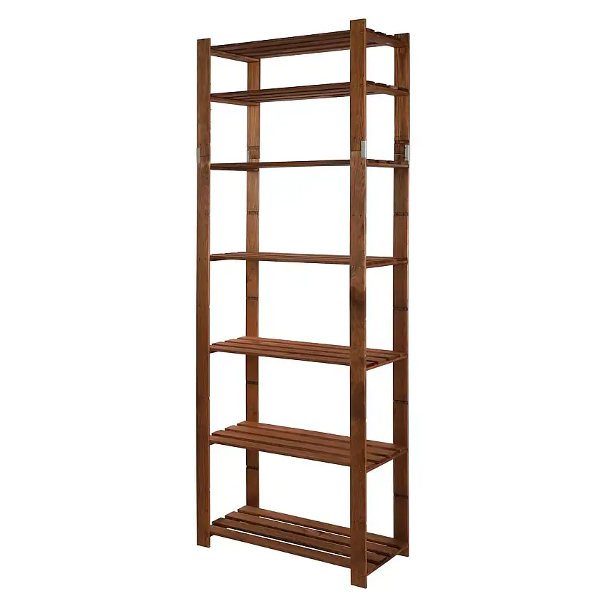 Holzregal PINEPEAK | HxBxT 220x80x38cm | 7 Fachboden | 1,2cm dickes Kiefernholz | Braun