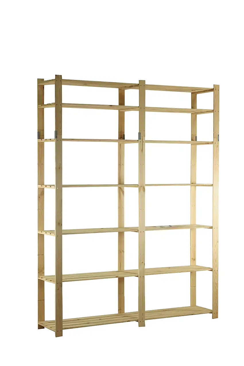 Holzregal PINEPEAK | HxBxT 220x170x28cm | 7 Fachboden | 1,2cm dickes Kiefernholz | Natur