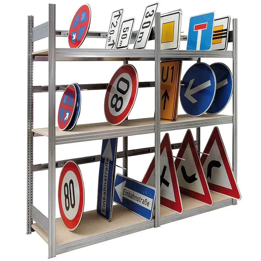 Schilderregal FALKE Stecksystem | Grundregal | HxBxT 250x170x60cm | 4 Ebenen | Fachlast 250kg | Verzinkt