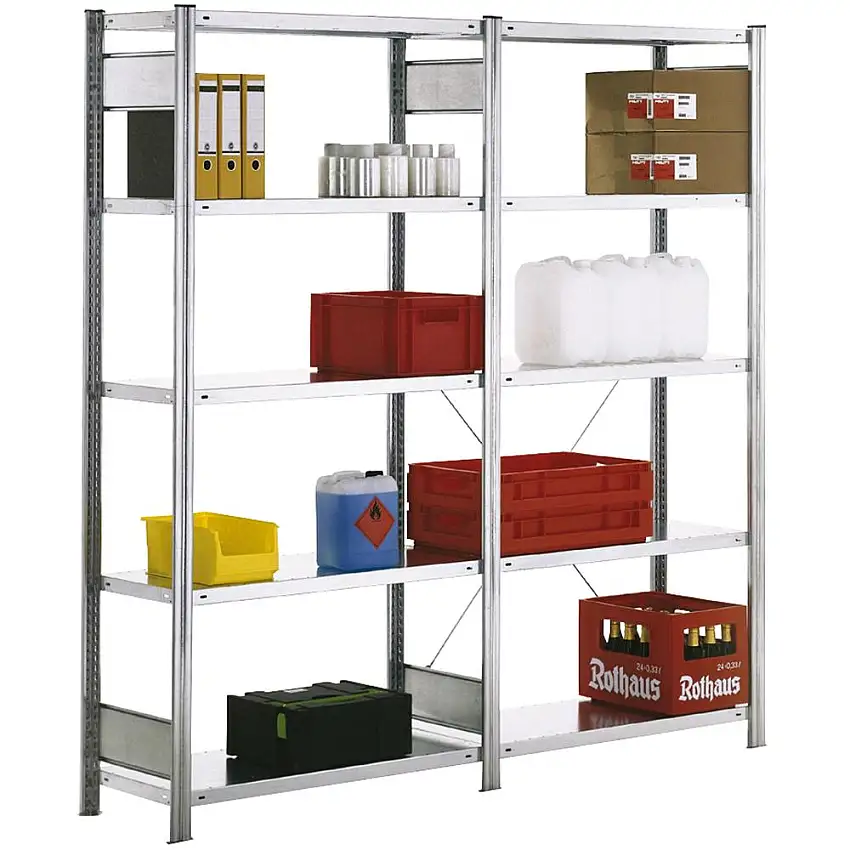 Fachbodenregal FALKE | Light-Duty | Grundregal | HxBxT 200x101x30cm | 5 Ebenen | Fachlast 150kg | Einseitig nutzbar | Verzinkt