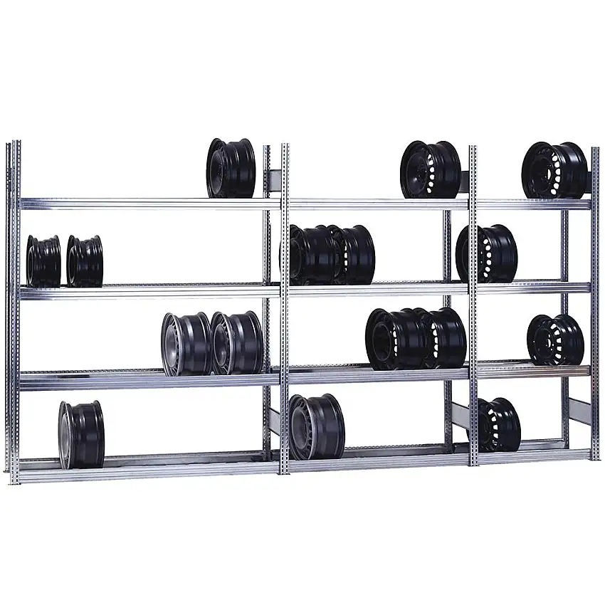 Felgenregal GRIP Stecksystem | Grundregal | Extra-Tall | HxBxT 250x88x30cm | 5 Ebenen | Fachlast 250kg | Verzinkt