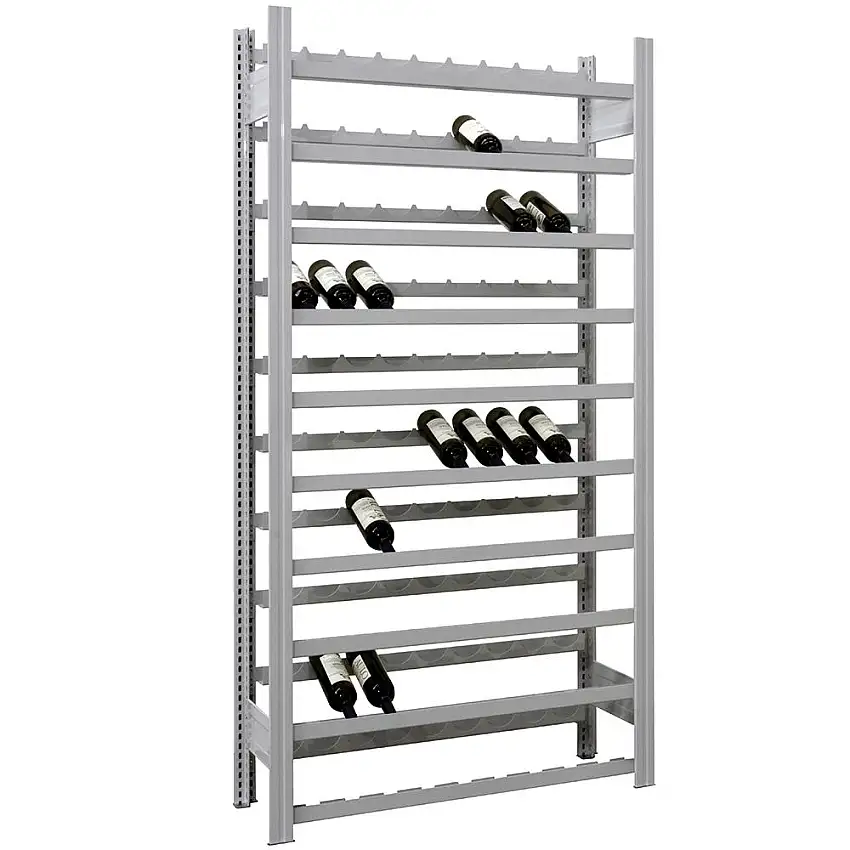 Weinregal FALKE Stecksystem | Grundregal | HxBxT 200x101x30cm | 10 Ebenen | Lichtgrau