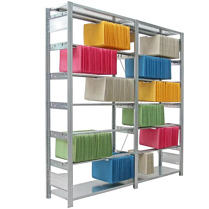 Pendelhefter-Regal FALKE Stecksystem | Grundregal | HxBxT 232x101x35cm | 7 Ebenen | Pendelsystem Zippel | Verzinkt