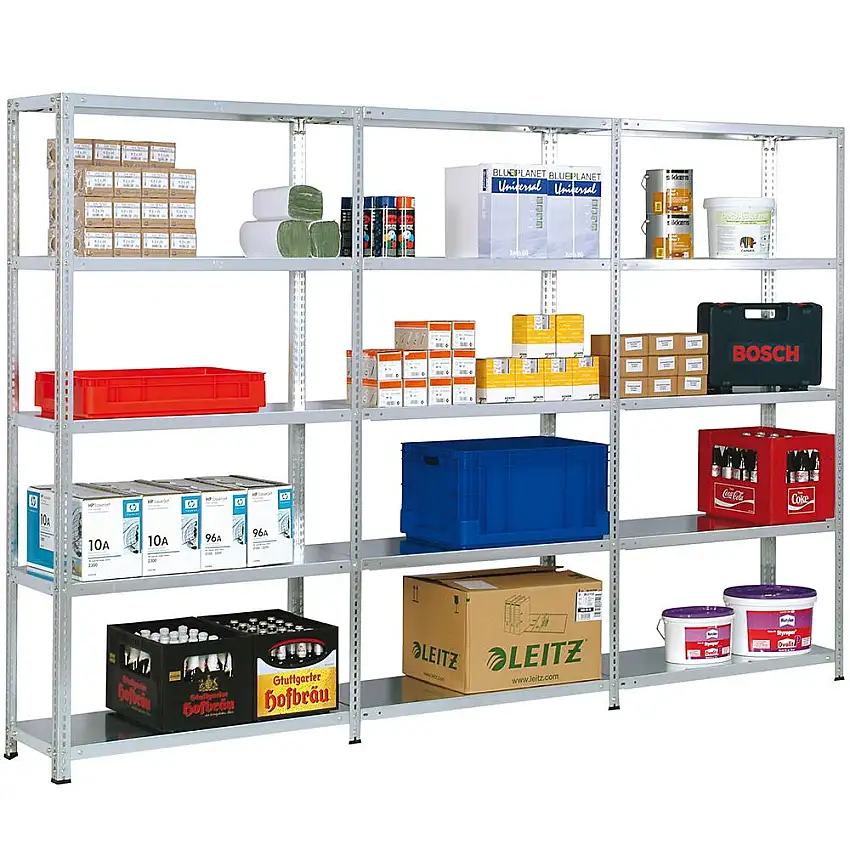 Fachbodenregal ADLER Schraubsystem | Light-Duty | Anbauregal | HxBxT 300x88x40cm | 7 Ebenen | Fachlast 150kg | Beidseitig nutzbar | Verzinkt