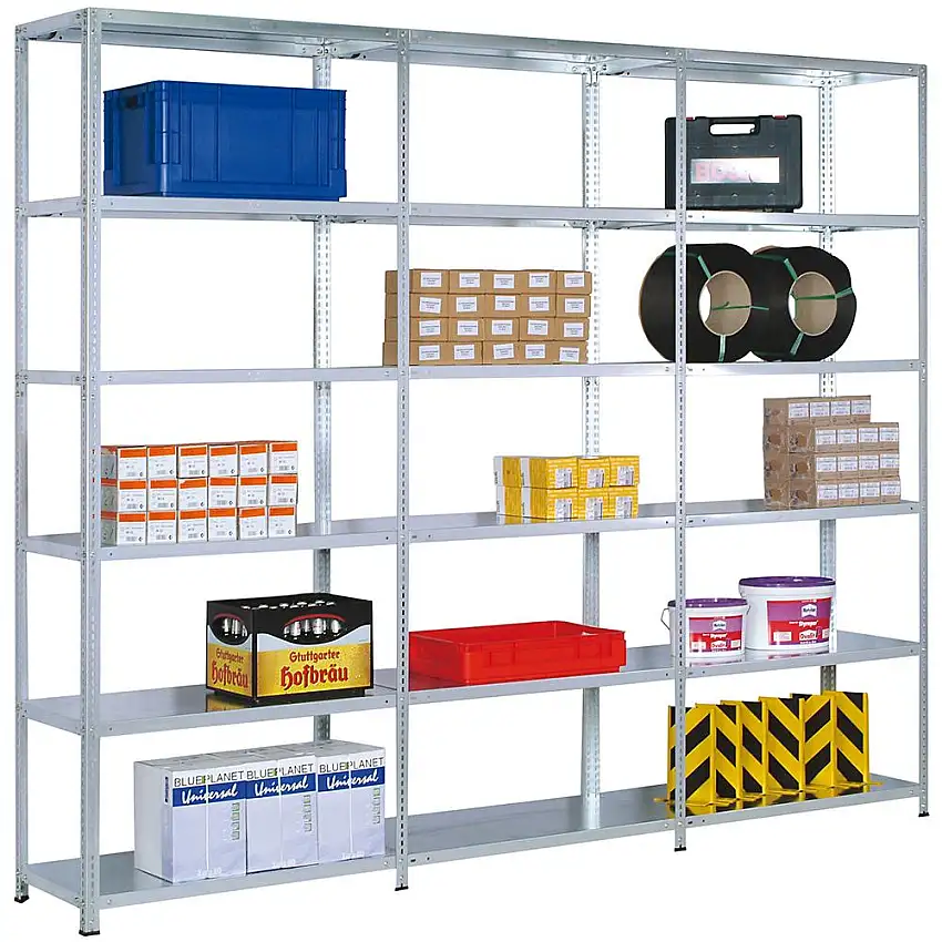 Fachbodenregal ADLER Schraubsystem | Heavy-Duty | Anbauregal | HxBxT 300x101x50cm | 7 Ebenen | Fachlast 350kg | Beidseitig nutzbar | Verzinkt