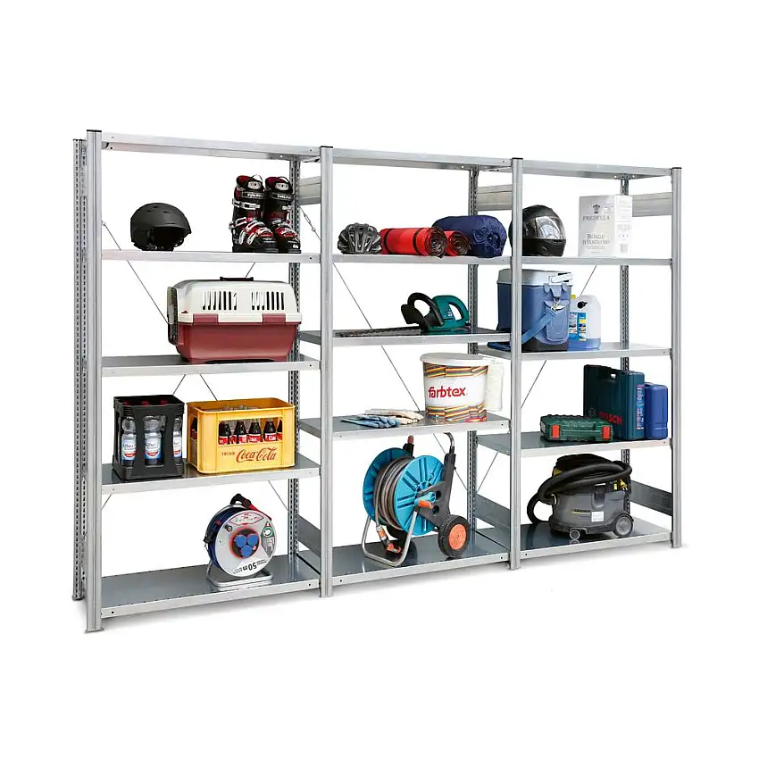 Kellerregal FALKE Stecksystem | Grundregal | HxBxT 200x101x40cm | 5 Ebenen | Fachlast 150kg | Verzinkt