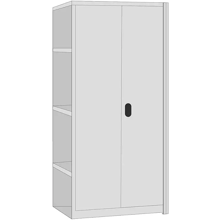 Stahlschrank mit Flügentüren | Anbauregal | HxBxT 200x101x50cm | 5 Fachböden | Lichtgrau