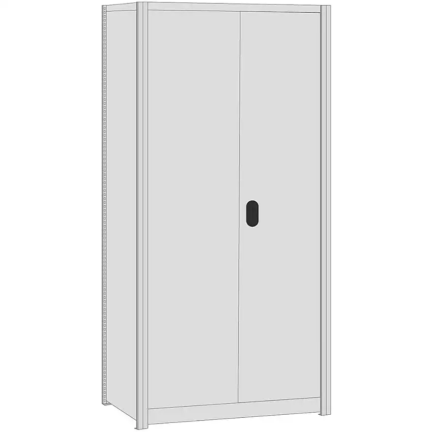 Stahlschrank mit Flügentüren | Grundregal | HxBxT 200x101x50cm | 5 Fachböden | Lichtgrau