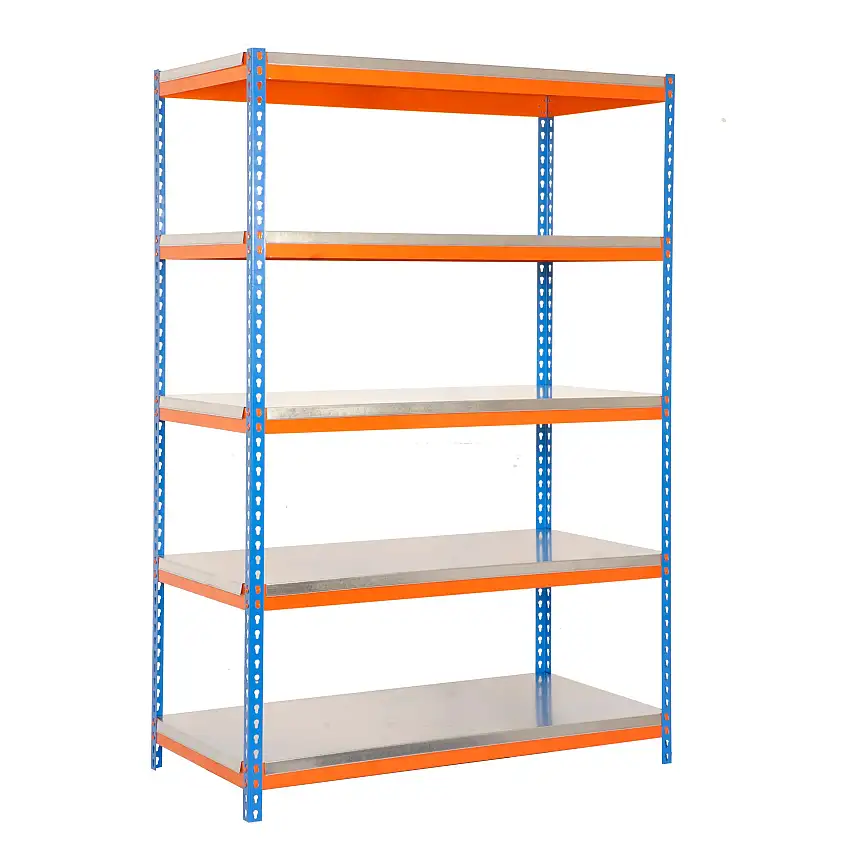 Schwerlastregal METAL YETI LIGHT FIVE | HxBxT 200x100x45cm | Fachlast 300kg | Blau-Orange
