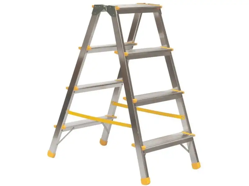 Metal Double Giraffe Doppelseitige-Aluminium-Stufenstehleiter | 4 Stufen | 86cm hoch | 150kg Tragkraft | Leiter, Trittleiter, Stufenleiter, Haushaltsleiter