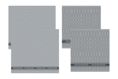 Kombi-Set DDDDD Pelle Grey 2 Küchentücher + 2 Geschirrtücher