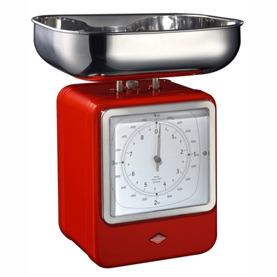 Küchenwaage Mit Uhr Wesco Retro Rot