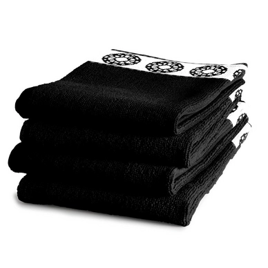 6 Küchenhandtücher DDDDD Lace Schwarz (Baumwolle)