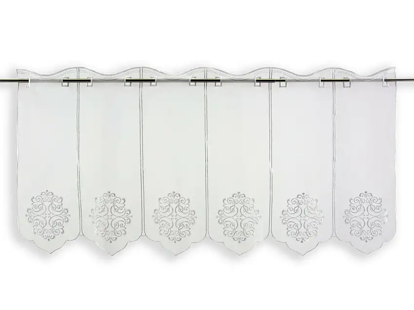 nach Maß Scheibengardine weiß Ornament Bistrogardine Höhe 45cm
