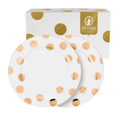 Essensteller Pip Studio Dot Delight White-Gold 26,5 cm (2er-Set)