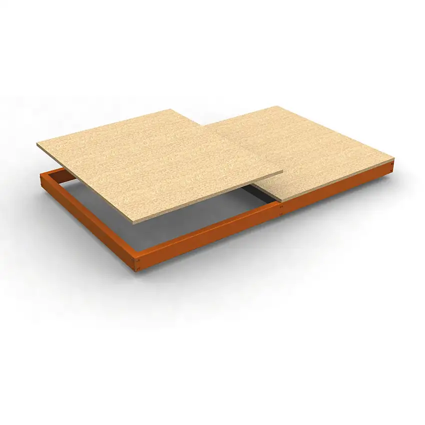 Zusatzebene für Schwerlastregal WOOD BEAST | BxT 180x90cm | Fachlast 600kg | Spanplatten-Fachboden | Orange