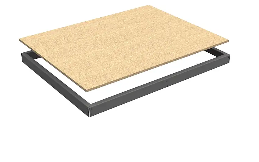 Zusatzebene für Schwerlastregal WOOD YETI | BxT 150x45cm | Fachlast 400kg | Spanplatten-Fachboden | Verzinkt