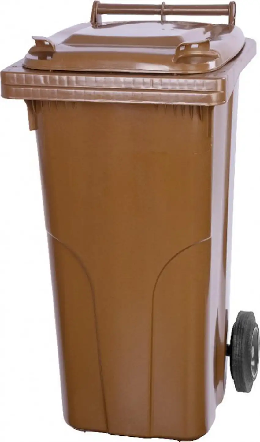 PROREGAL 2-Rad-Mülltonne MGB | HDPE-Kunststoff | HxBxT 94,5x48x54cm | 120 Liter | Braun