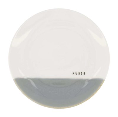 Dessertteller Zusss Kusss Weiß / Graublau
