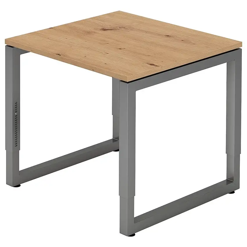 Hammerbacher RS08 Schreibtisch O-Fuß Gestell eckig 80 x 80 Asteiche-Dekor/Graphit