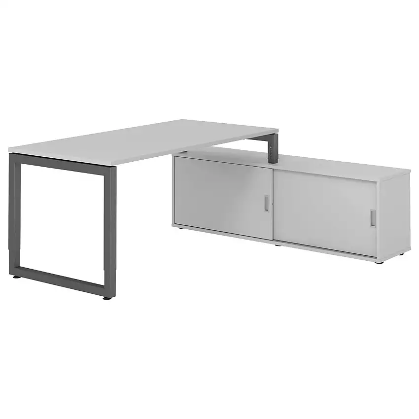 Hammerbacher RSE16SB Schreibtisch-Kombi RSE16 mit Sideboard 1750S 160 x 80 cm, Grau/Graphit