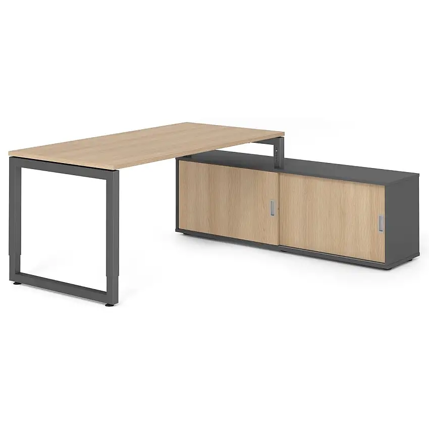 Hammerbacher RSE16SB Schreibtisch-Kombi RSE16 mit Sideboard 1750S 160 x 80 cm, Eiche-Dekor/Graphit
