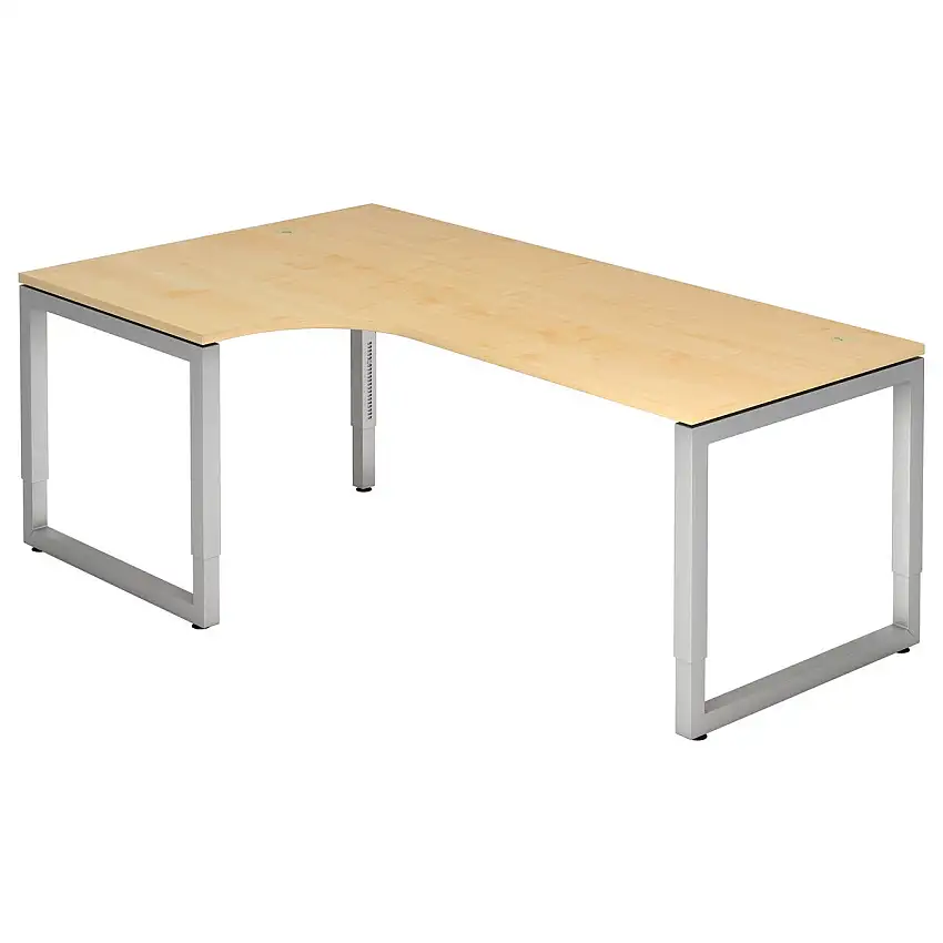 Hammerbacher RS82 Winkeltisch O-Fuß Gestell eckig 200 x 120 cm 90° Ahorn-Dekor