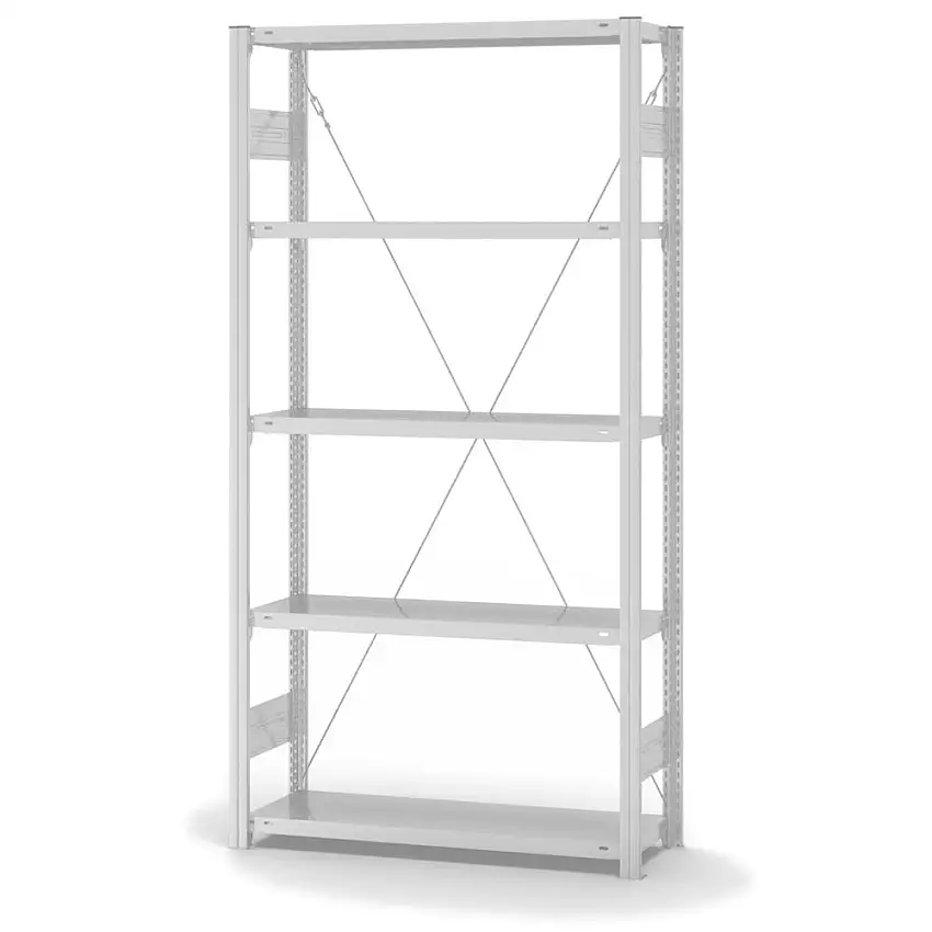 Lebensmittel-Fachbodenregal Stecksystem MAGNUS Made in Germany | Grundregal | HxBxT 200x100x30cm | 5 Ebenen | Fachlast 150kg | Hygienische Beschichtung | Weiß