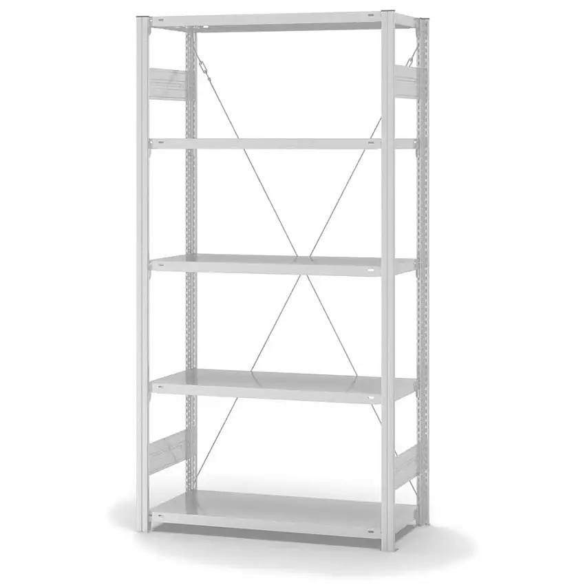 Lebensmittel-Fachbodenregal Stecksystem MAGNUS Made in Germany | Grundregal | HxBxT 200x100x40cm | 5 Ebenen | Fachlast 145kg | Hygienische Beschichtung | Weiß