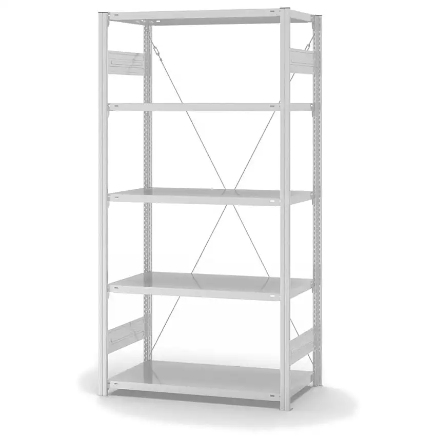 Lebensmittel-Fachbodenregal Stecksystem MAGNUS Made in Germany | Grundregal | HxBxT 200x100x50cm | 5 Ebenen | Fachlast 140kg | Hygienische Beschichtung | Weiß