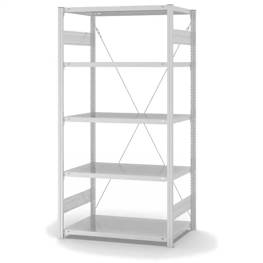Lebensmittel-Fachbodenregal Stecksystem MAGNUS Made in Germany | Grundregal | HxBxT 200x100x60cm | 5 Ebenen | Fachlast 140kg | Hygienische Beschichtung | Weiß