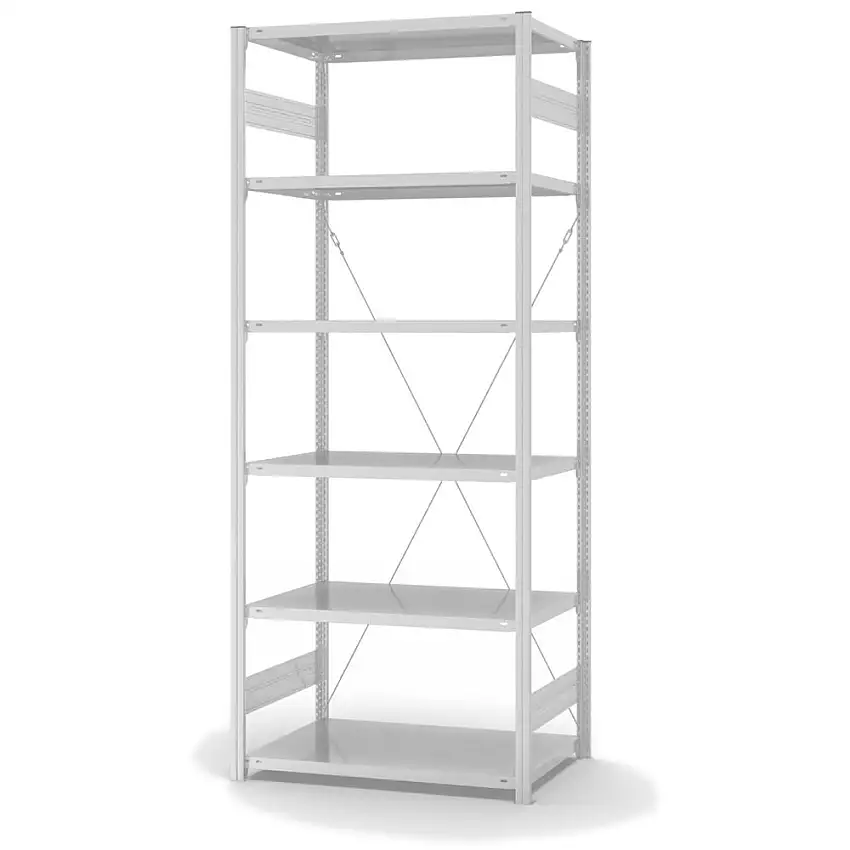 Lebensmittel-Fachbodenregal Stecksystem MAGNUS Made in Germany | Anbauregal | HxBxT 200x100x50cm | 5 Ebenen | Fachlast 140kg | Hygienische Beschichtung | Weiß