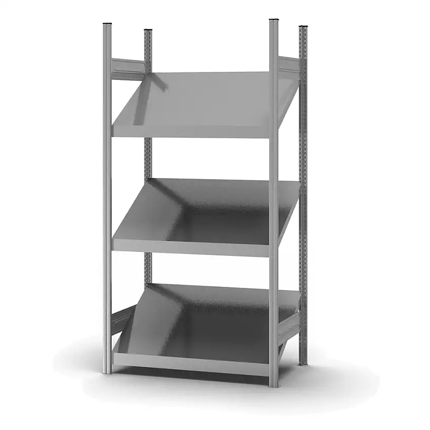Schrägbodenregal MAGNUS Made in Germany | Grundregal | HxBxT 200x100x40cm | 3 Ebenen | Fachlast 100kg | Verzinkt