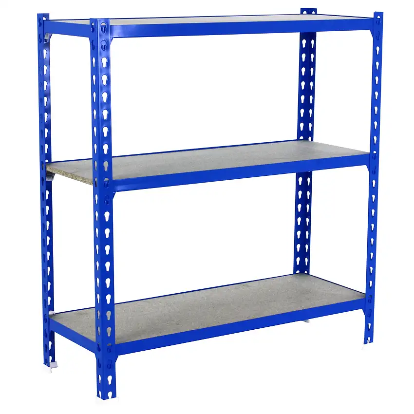 Schwerlastregal SMALL MULI | HxBxT 100x100x30cm | 3 Fachböden | Fachlast 150kg | Blau | Lagerregal Kellerregal Werkstattregal Metallregal Fachbodenregal Steckregal