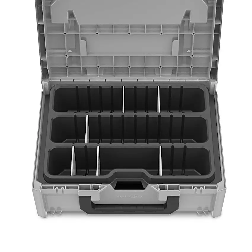 Einteiler für MetaBox mit 3 Fächer inkl. 6 Trennstege | HxBxT 8,5x38x26,5cm | Passend zur MetaBox S mit Höhe 11,8 cm | Kunststoff | Sortimentskästen, Kleinteilekoffern
