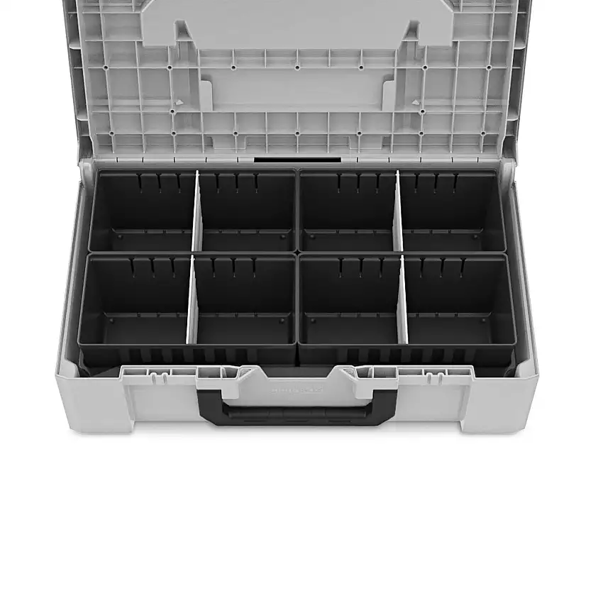 Einteiler für MetaBox mit 4 Fächer inkl. 4 Trennstege | HxBxT 12x48x26,5cm | Passend zur MetaBox L mit Höhe 14,5 cm | Kunststoff | Sortimentskästen, Kleinteilekoffern