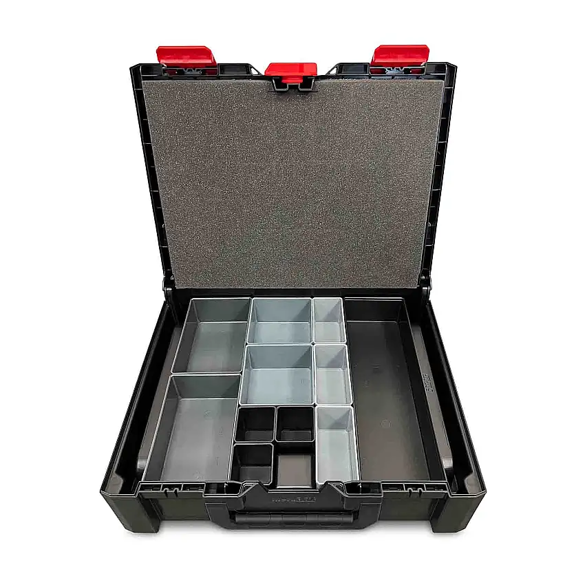 Set Einsatzkästen für MetaBox M | HxBxT 10x43x31,5cm | Passend zur MetaBox M mit Höhe 14,5 cm | Kunststoff | Schwarz | Sortimentskästen, Kleinteilekoffern
