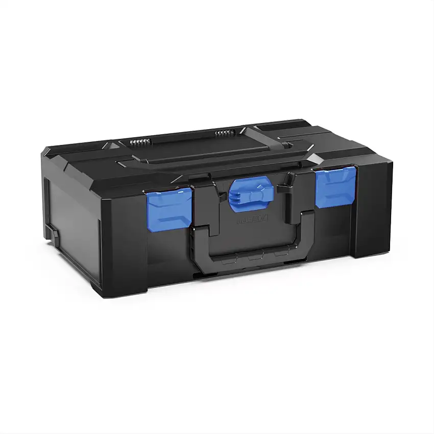 Werkzeugkoffer MetaBox L | HxBxT 16,5x30x50cm | 16,7 Liter | Mit Deck- & Frontgriff | ABS-Kunststoff | Verschlüsse Blau | Werkzeugkoffer, Transportbox, Systemkoffer