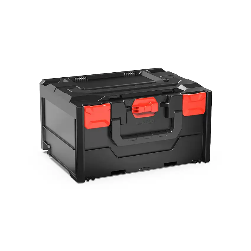 Werkzeugkoffer MetaBox S | HxBxT 21,5x30x40cm | 12 Liter | Mit Deck- & Frontgriff | ABS-Kunststoff | Verschlüsse Rot | Werkzeugkoffer, Transportbox, Systemkoffer