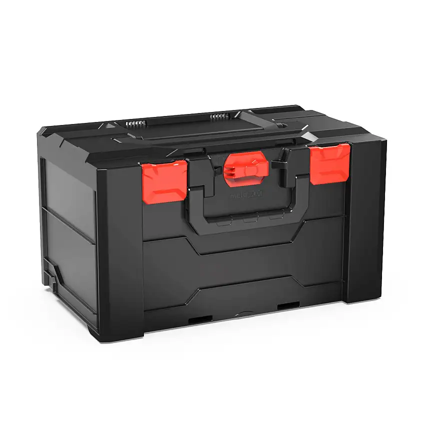 Werkzeugkoffer MetaBox L | HxBxT 28x30x50cm | 31,5 Liter | Mit Deck- & Frontgriff | ABS-Kunststoff | Verschlüsse Rot | Werkzeugkoffer, Transportbox, Systemkoffer
