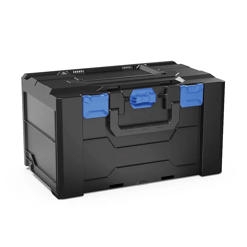 Werkzeugkoffer MetaBox L | HxBxT 28x30x50cm | 31,5 Liter | Mit Deck- & Frontgriff | ABS-Kunststoff | Verschlüsse Blau | Werkzeugkoffer, Transportbox, Systemkoffer
