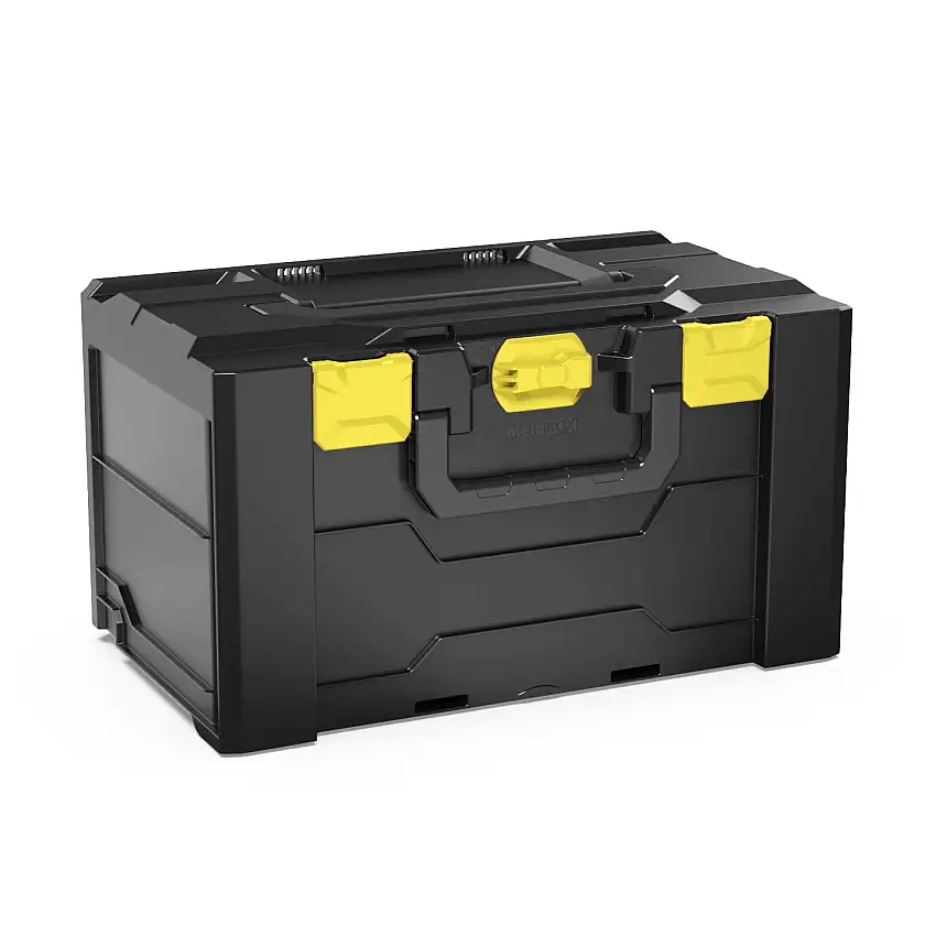 Werkzeugkoffer MetaBox L | HxBxT 28x30x50cm | 31,5 Liter | Mit Deck- & Frontgriff | ABS-Kunststoff | Verschlüsse Gelb | Werkzeugkoffer, Transportbox, Systemkoffer
