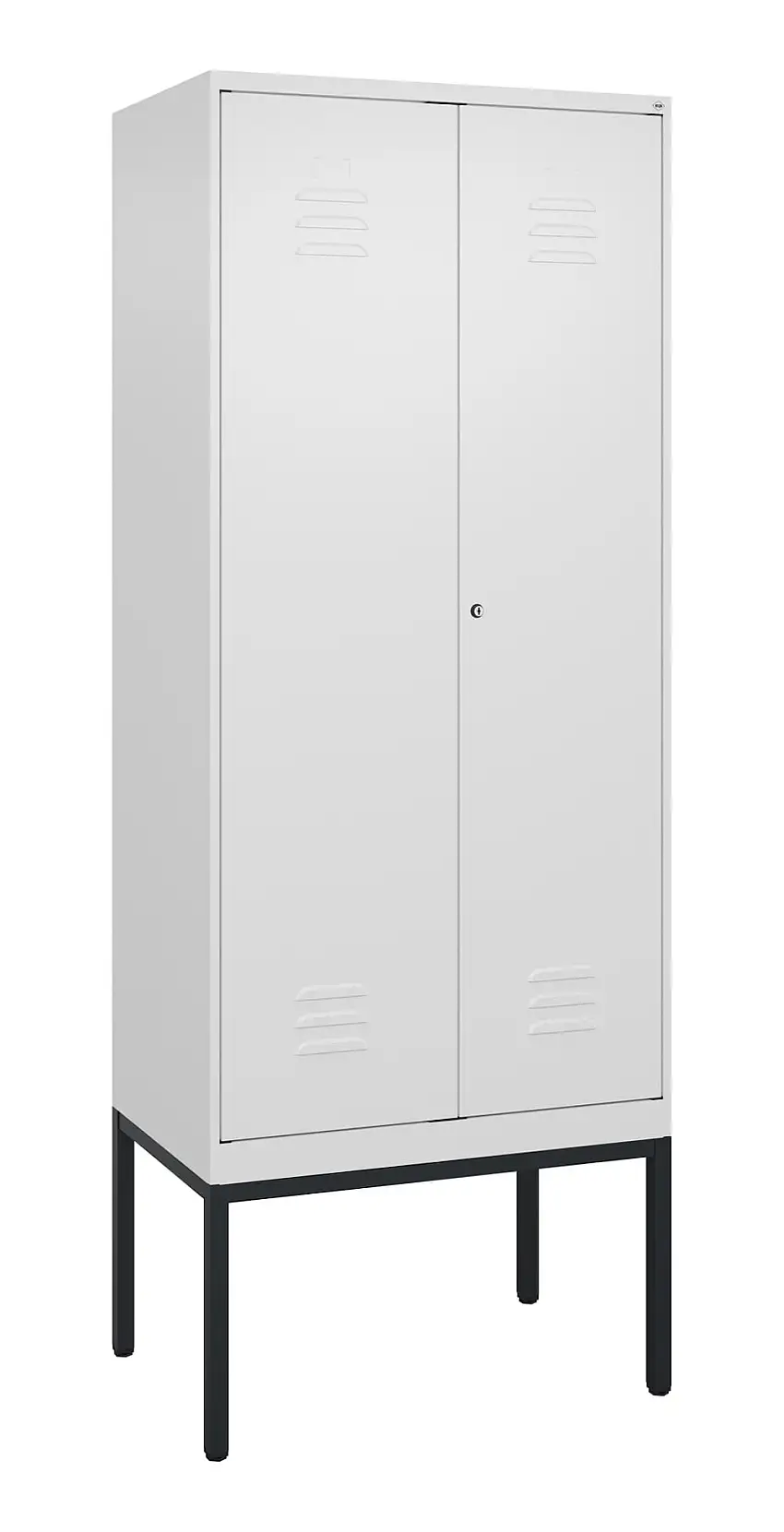 C+P Doppel-Spind Classic PLUS mit Gestell | 2 Abteile | HxBxT 212x80x50cm | Zylinderschloss | Stahl | Verkehrsweiß/Verkehrsweiß