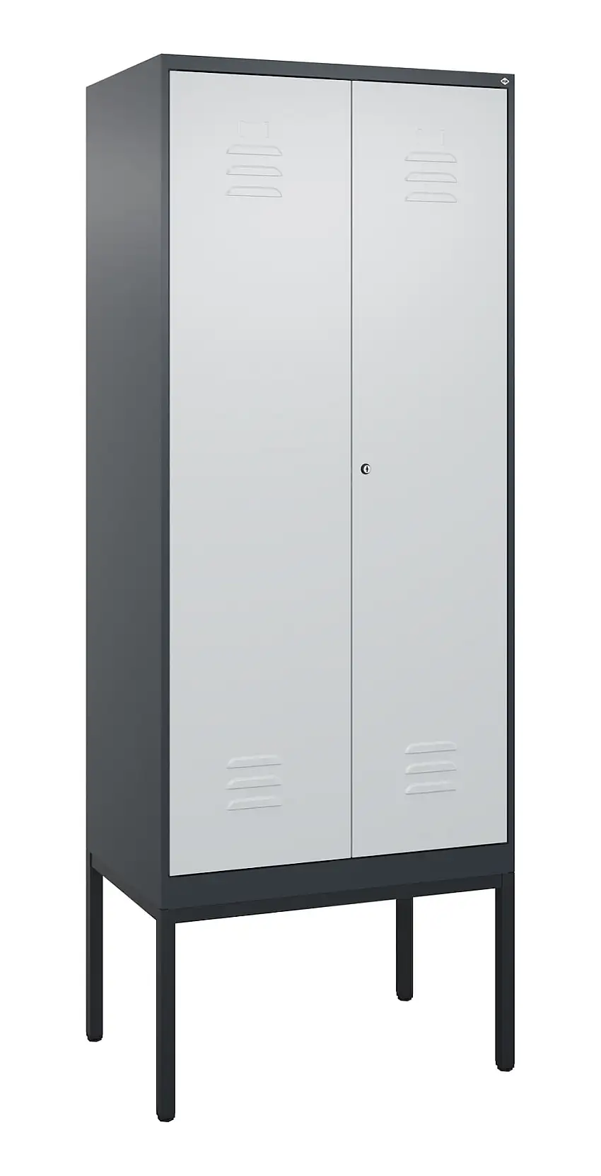 C+P Doppel-Spind Classic PLUS mit Gestell | 2 Abteile | HxBxT 212x80x50cm | Zylinderschloss | Stahl | Anthrazitgrau/Lichtgrau