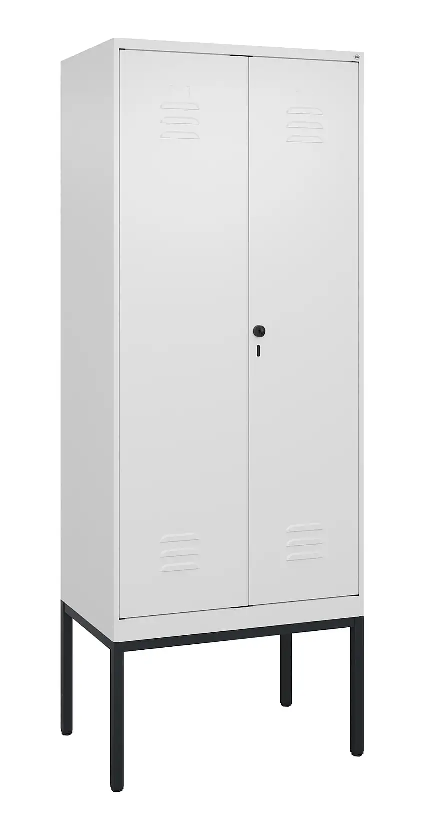 C+P Doppel-Spind Classic PLUS mit Gestell | 2 Abteile | HxBxT 212x80x50cm | Sicherheits-Drehriegel | Stahl | Verkehrsweiß/Verkehrsweiß