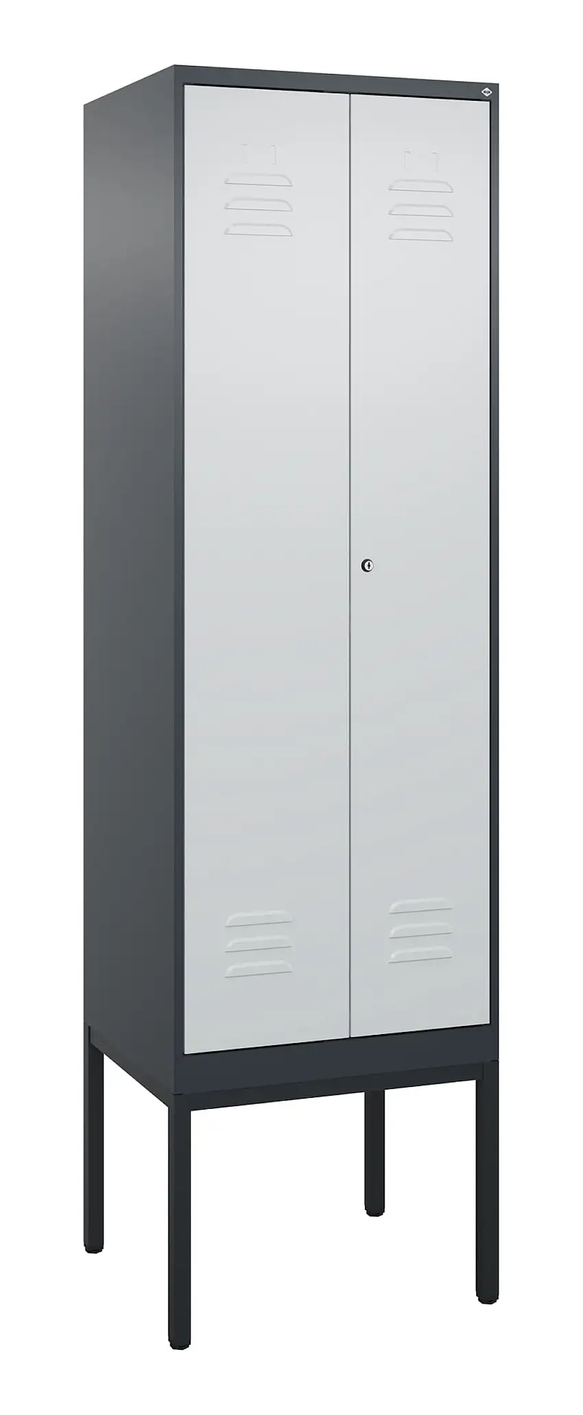 C+P Doppel-Spind Classic PLUS mit Gestell | 2 Abteile | HxBxT 212x60x50cm | Zylinderschloss | Stahl | Anthrazitgrau/Lichtgrau