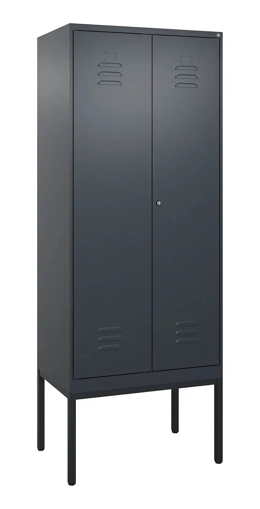C+P Doppel-Spind Classic PLUS mit Gestell | 2 Abteile mit Trennwand im oberen Fach | HxBxT 212x80x50cm | Zylinderschloss | Stahl | Anthrazitgrau/Anthrazitgrau